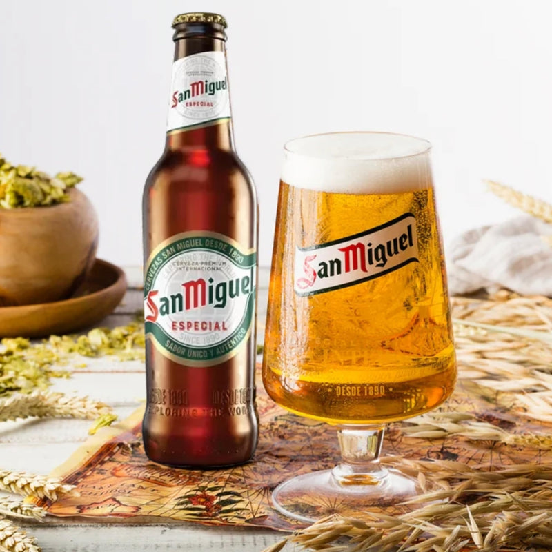 San Miguel Beer Gift Set - Official Branded 330ml Glass Bottle & Engraved Chalice Pint Glass Gifts for Him. Perfect Birthday Gifts for Men, Christmas Gifts for Stocking Fillers, Dad Gifts - Gift Guide