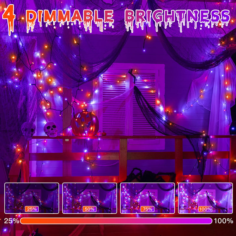 ZeMu Halloween Decorations Fairy Lights, 24m 240 LEDs Purple and Orange Outdoor String Lights Mains Powered Waterproof, 8 Modes Timer Green Cable Spooky Halloween Indoor Outside Decor Lights Plug in - Gift Guide