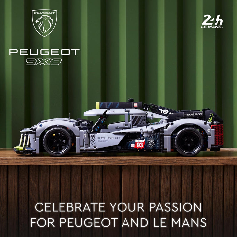 LEGO Technic PEUGEOT 9X8 24H Le Mans Hybrid Hypercar, Iconic Racing Car Model Kit For Adults to Build, 1:10 Scale, Collectible Advanced Motorsport Set, Gift for Men, Women, Him or Her 42156