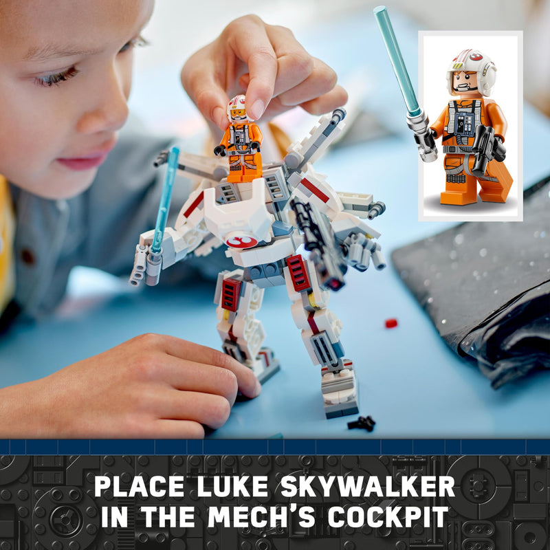 LEGO Star Wars Luke Skywalker X-Wing Mech, Collectible Building Toy for 6 Plus Year Old Boys, Girls & Kids, with a Character Minifigure for Fantasy Action-Adventures, Small Creative Gift Idea 75390