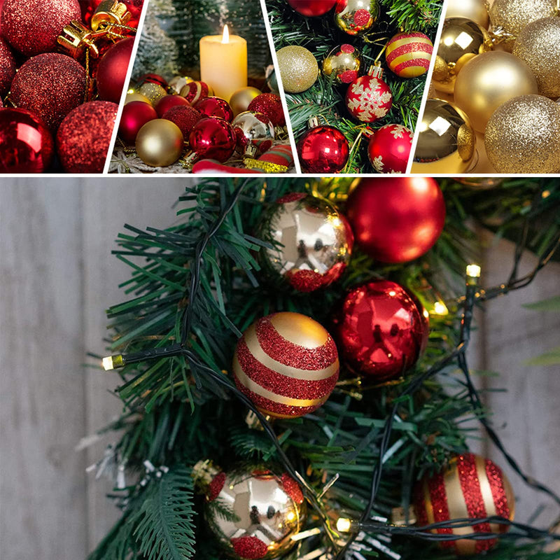 Christmas Tree Decoration, 50 Pcs Xmas Tree Decorations with Red and Gold Baubles,Christmas Tree Ornaments Christmas Bauble with Lanyard for Christmas Decoration, Wedding, Birthday Party - Gift Guide