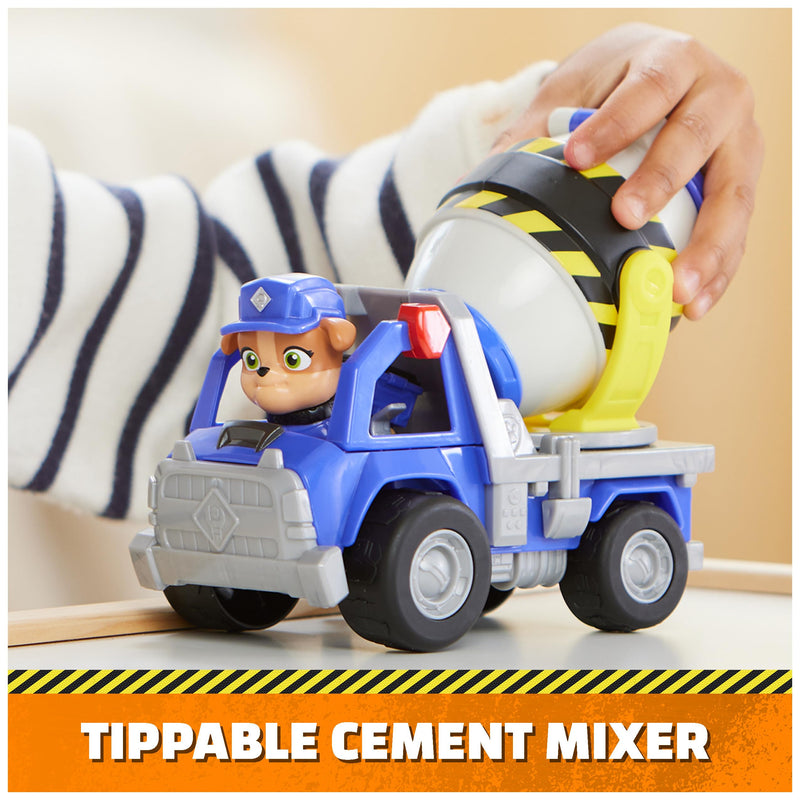 Rubble & Crew, Mix’s Cement Mixer Toy Truck with Action Figure and Movable Construction Toys, Kids’ Toys for Ages 3 and Up