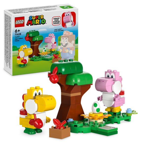 LEGO Super Mario Yoshis’ Egg-cellent Forest Expansion Set, Collectible Role-Play Toy for 6 Plus Year Old Boys, Girls & Kids with 2 Brick-Built Yoshi Character figures, Small Gifts for Gamers 71428
