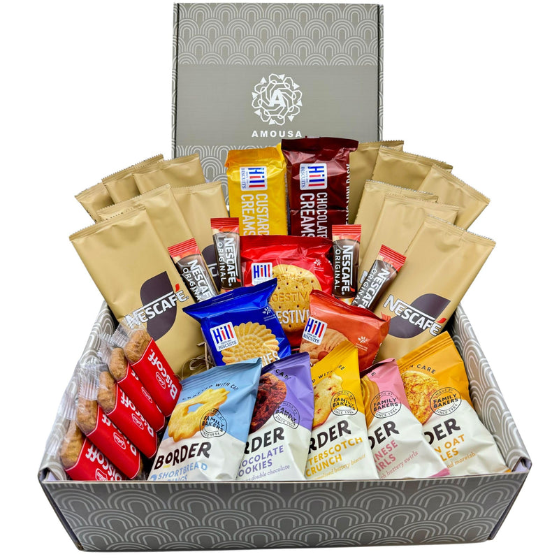 Instant Coffee Gift Set Hamper with Morning Coffee Biscuits–46x Item Coffee Selection Gift Set for Coffee Lovers | Coffee Hamper with Biscoff Biscuits, Border Biscuits, Hill Biscuits - Gift Guide