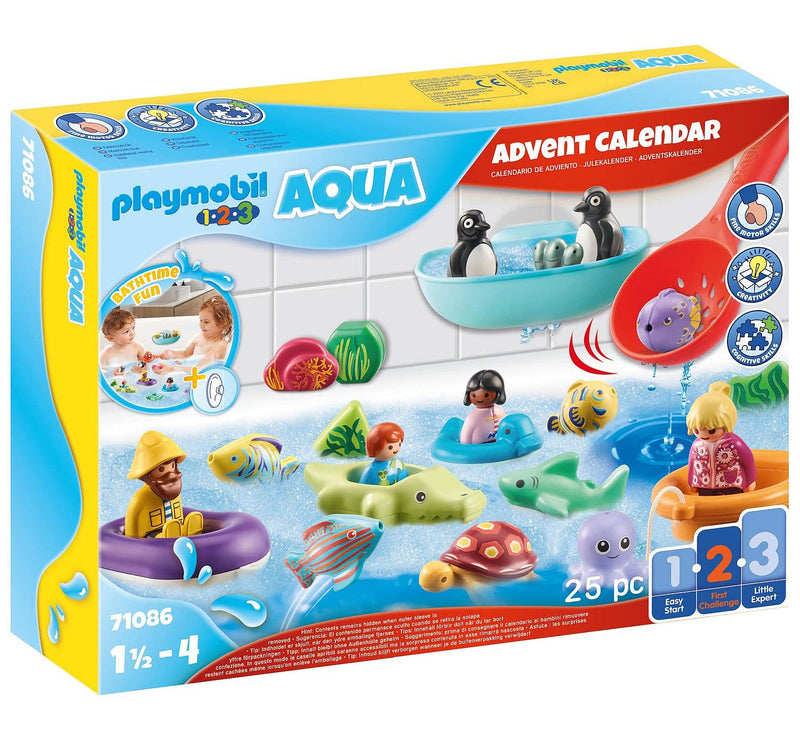 Playmobil 71086 1.2.3 AQUA Bath Time Fun Advent Calendar, countdown to Christmas, includes 24 doors to open each day in December, fun imaginative role-play, playset suitable for children ages 1.5+ - Gift Guide