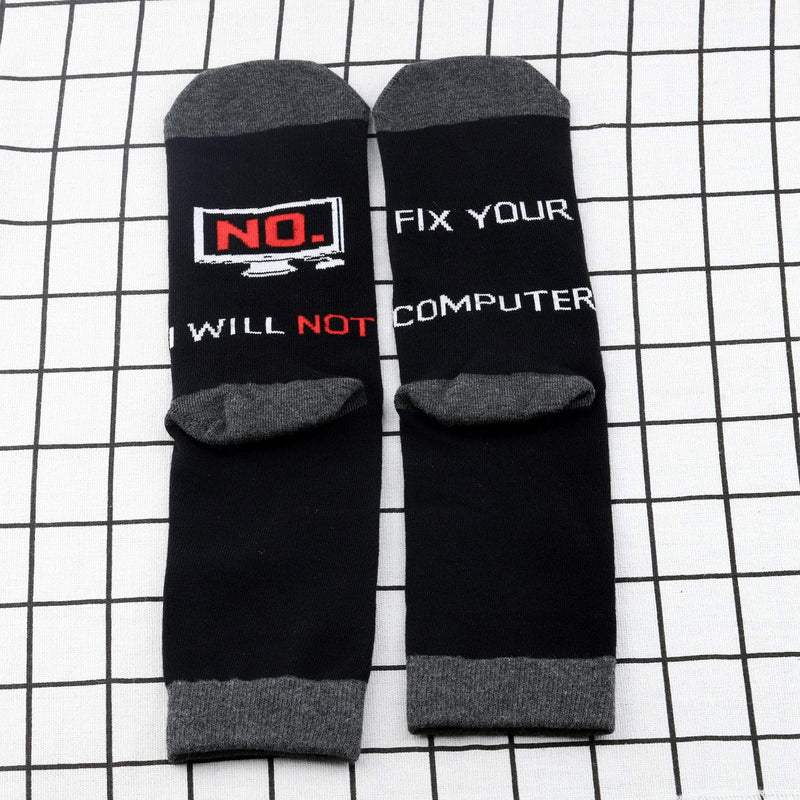 BNQL Computer Programmer Socks Geek Gifts 2 Pairs No I Will Not Fix Your Computer Science Socks Gifts for Computer Nerds Coders (Computer socks)