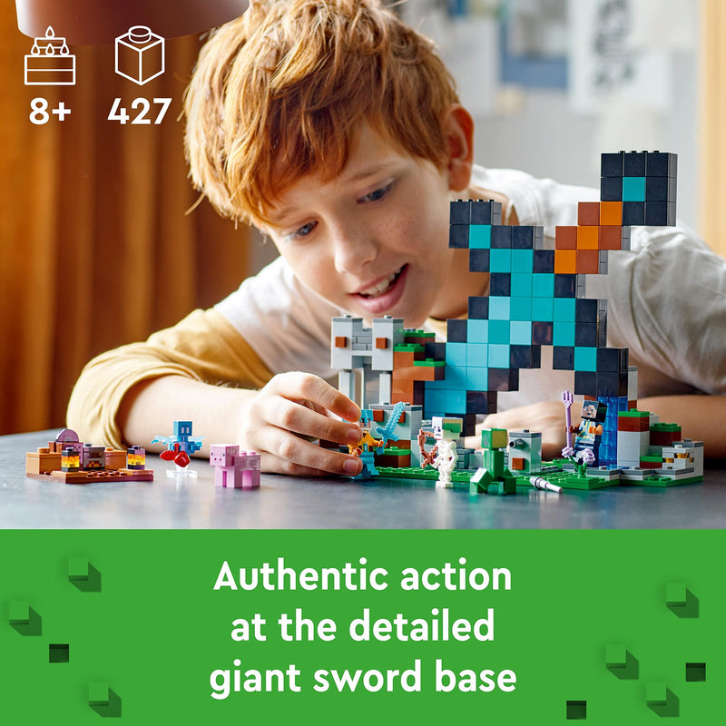 LEGO Minecraft The Sword Outpost Building Toy for Kids, with Creeper, Soldier, Pig and Skeleton Figures, Gift for Boys and Girls Aged 8 Plus Years Old 21244