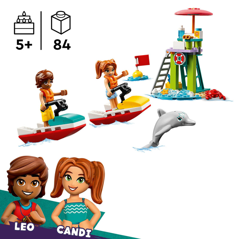 LEGO Friends Beach Water Scooter, Lifeguard Toy Building Set for 5 Plus Year Old Girls, Boys & Kids, with 2 Mini-Dolls and a Dolphin Figure for Imaginative Play, Birthday Gift Idea 42623