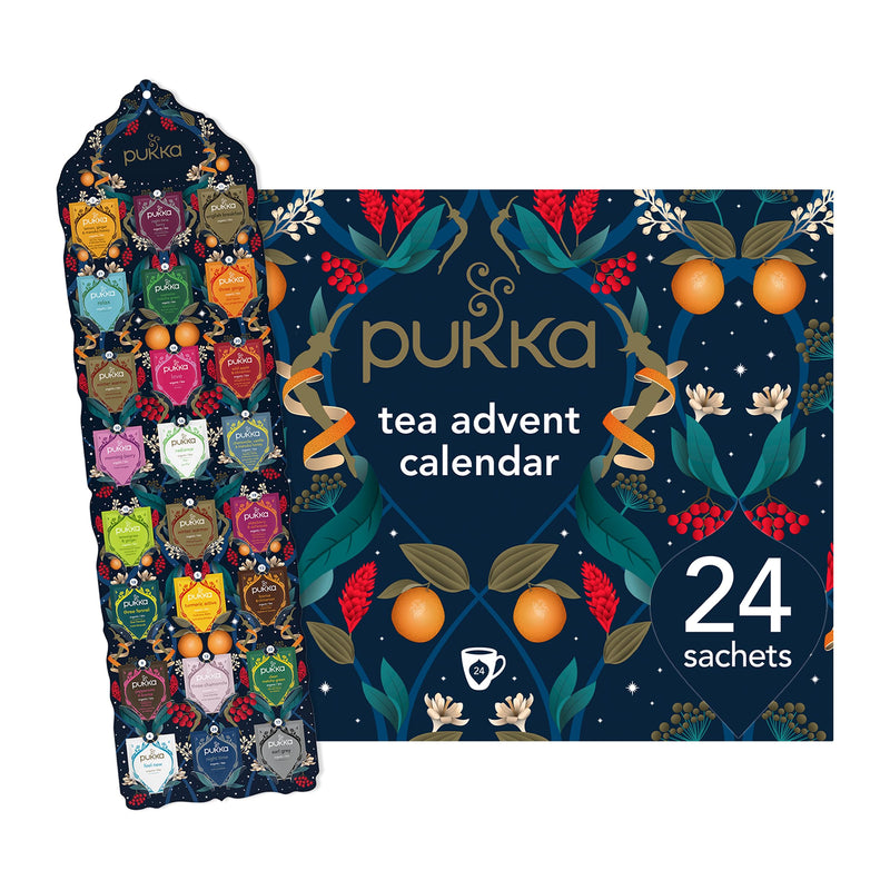 Pukka Herbs | Advent Calendar 2024 Organic Tea Selection | Ideal Secret Santa Christmas Gifts Idea For Women & Men | Perfect For Tea Enthusiasts | 24 Delightful Black/Green/Herbal Infusion Tea Bags - Gift Guide
