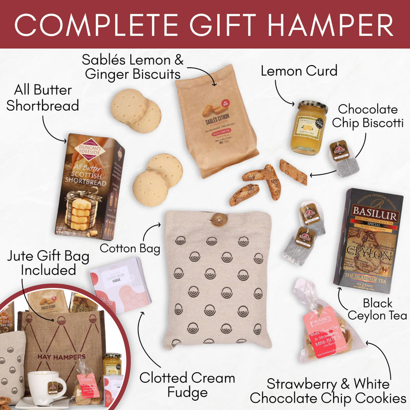 Afternoon Tea Hamper For 2 – Includes Italian Biscuits, Cookies, Shortbread, Fudge & Tea – Gift Hamper for Anniversary, New Home, Birthday, Celebrations – by Hay Hampers - Gift Guide