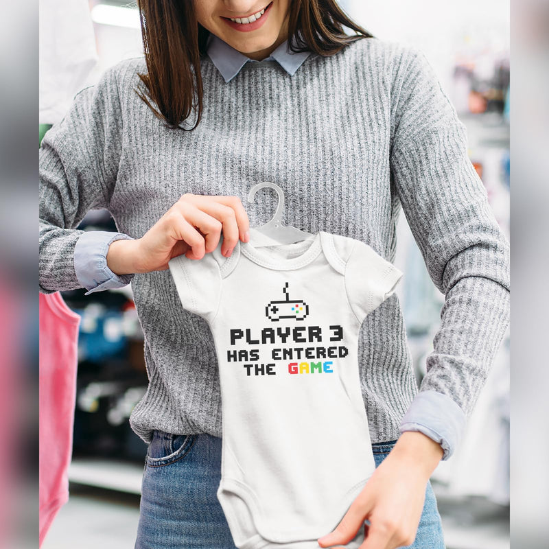 ART HUSTLE Player 3 Has Entered The Game Short Sleeve Bodysuit/Baby Grow For Baby Boy Or Girl (White, 0-3m) - Gift Guide