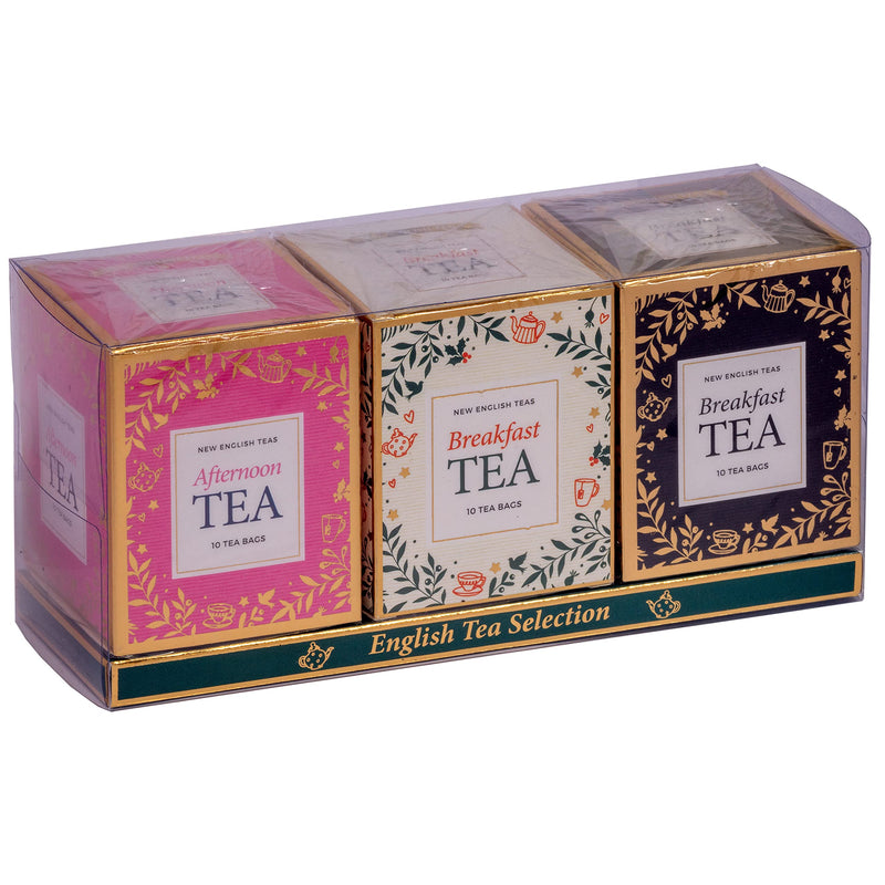 New English Teas Festive Tea Carton Gift Pack with 30 English Teabags - Pink, Ivory & Grey - Gift Guide