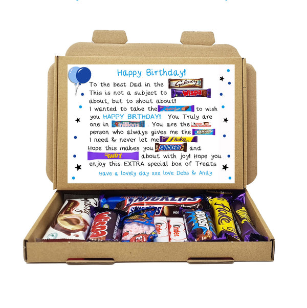 Personalised Birthday POEM Chocolate Treats Box Gift Hamper Sweet Present - Hug in a box - Thoughtful fun Gift (Dad) - Gift Guide