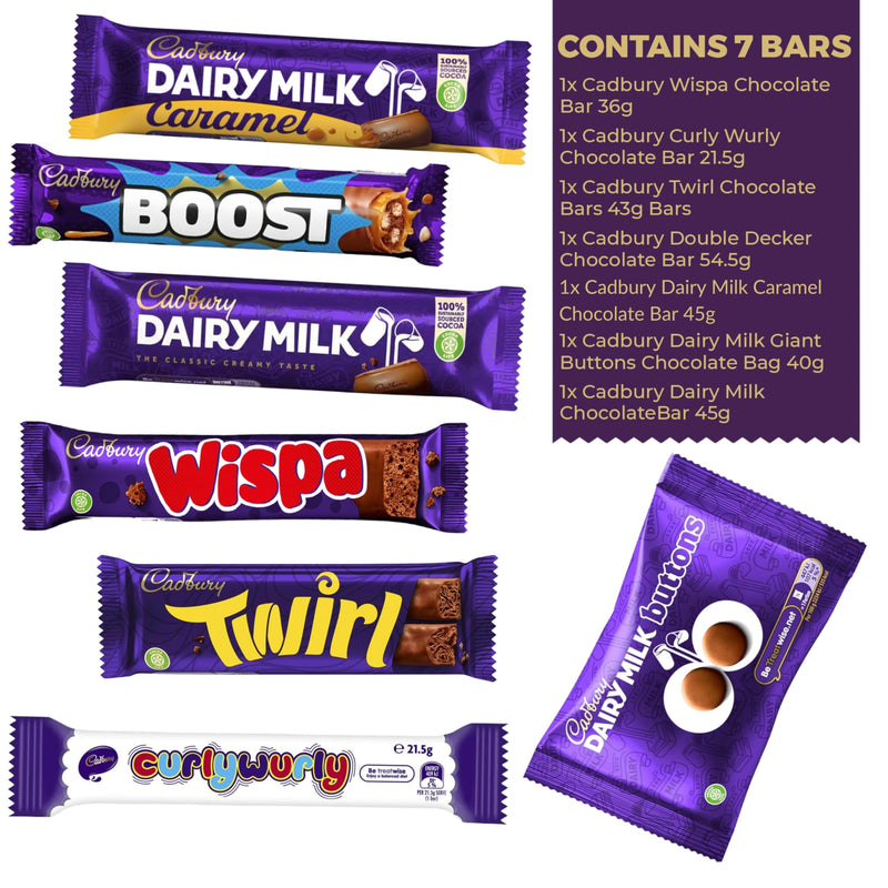 Chocolate Gift Box Bundle With Full Sized Chocolate Bars Selection Box - Wispa, Twirl, Caramel Chocolate and More - Letterbox Gifts - Hamper Chocolate Gift Set - Gift Guide