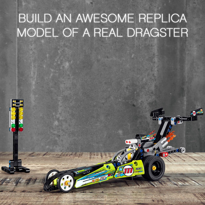 LEGO 42103 Technic Dragster Racing Car Toy to Hot Rod 2in1 Set with Pull-Back Motor, Drag Racer Vehicles Collection