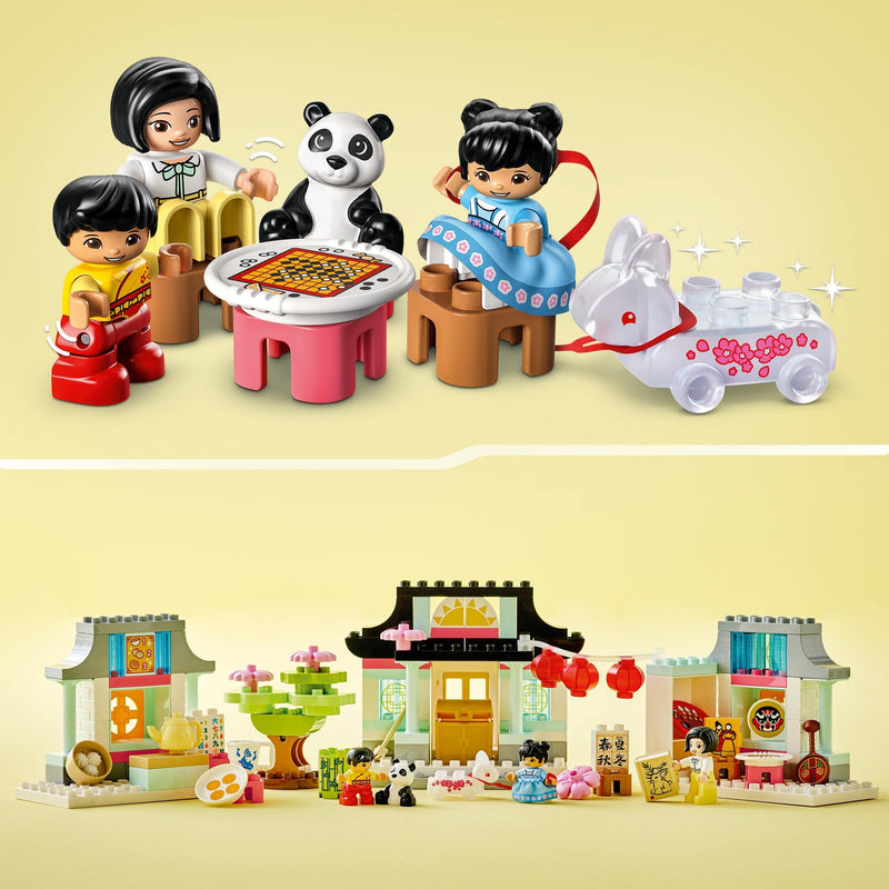 LEGO DUPLO Town Learn About Chinese Culture 10411 Educational Building Toy Set; Includes Chinese Food Toys, a Panda and 3 Family Figures for Kids Aged 2 and over (124 Pieces)