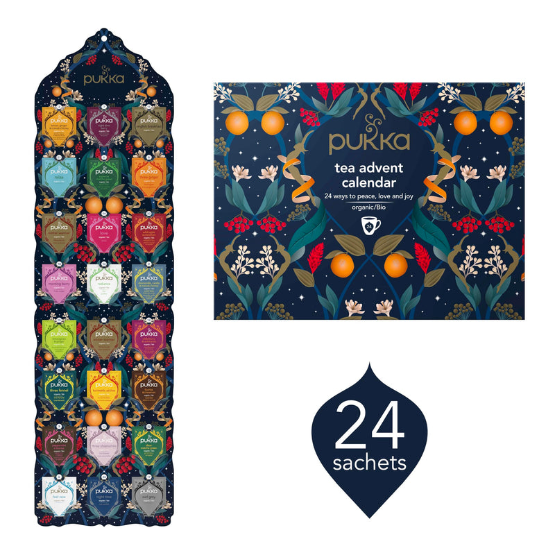 Pukka Herbs | Advent Calendar 2024 Organic Tea Selection | Ideal Secret Santa Christmas Gifts Idea For Women & Men | Perfect For Tea Enthusiasts | 24 Delightful Black/Green/Herbal Infusion Tea Bags - Gift Guide