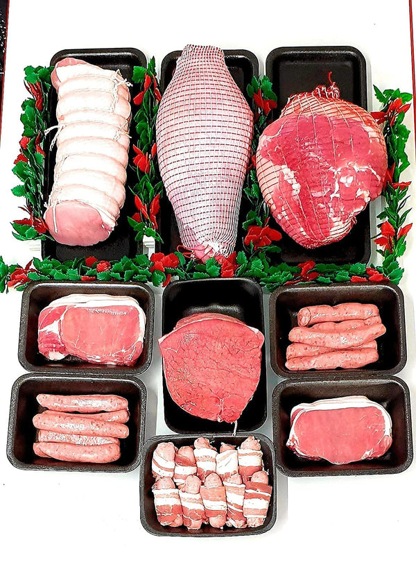 Shukers Butchers Family Christmas Meat Hamper Turkey Beef Pork Gammon Bacon Sausage Pigs in Blankets - Gift Guide