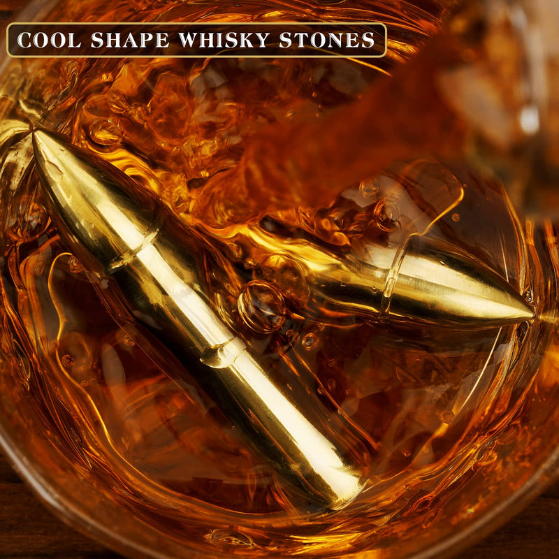 Whiskey Stones & Glasses Gift Set for Him Husband Christmas, 2 Whisky Glasses and 6 Chilling Stone Secret Santa Gifts for Men Boyfriend, I Love You Romantic Anniversary Xmas Presents Stocking Fillers