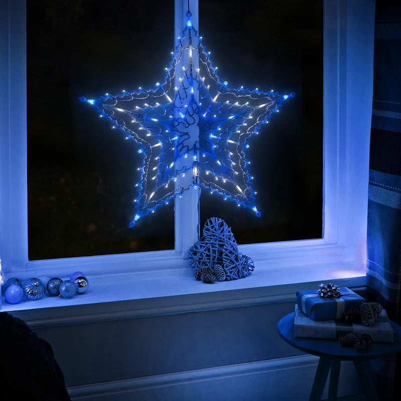 The Christmas Workshop 80640 Blue & White Star Christmas Light / 35 LED Lights / Indoor Or Outdoor Mains Operated Christmas Decorations / 54cm x 54cm x 1.5cm - Gift Guide