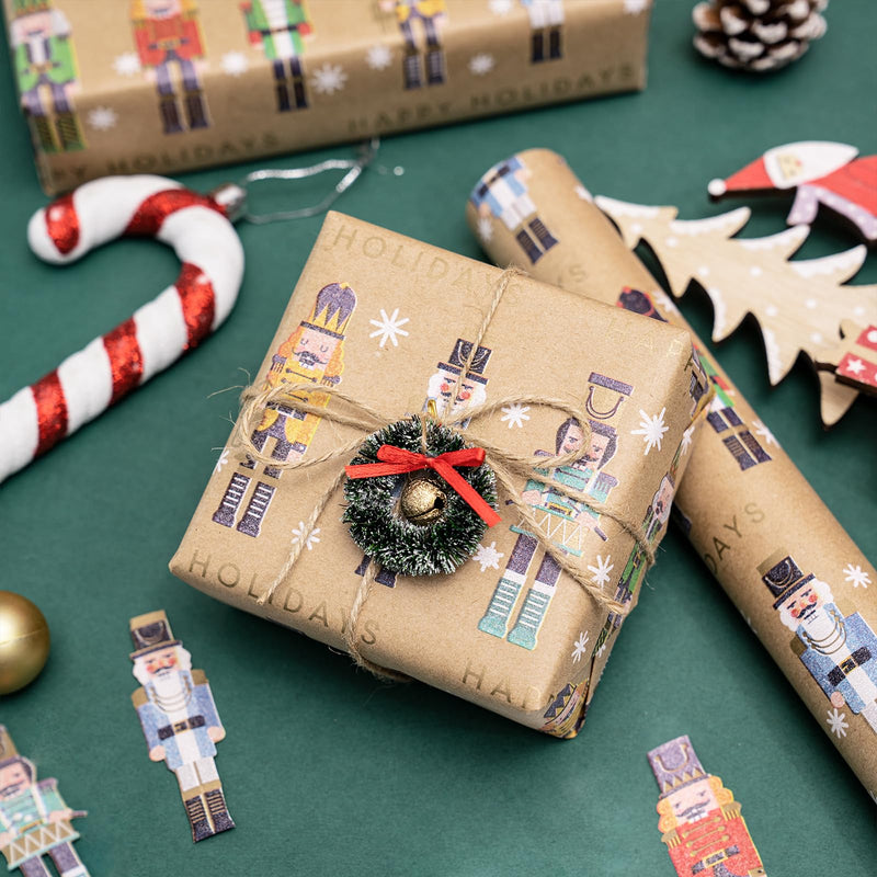 RUSPEPA Christmas Wrapping Paper, Jumbo Roll Kraft Paper - Nussknacker Solider Design for Gift Wrap - 43.2 cm x 10 m - Gift Guide