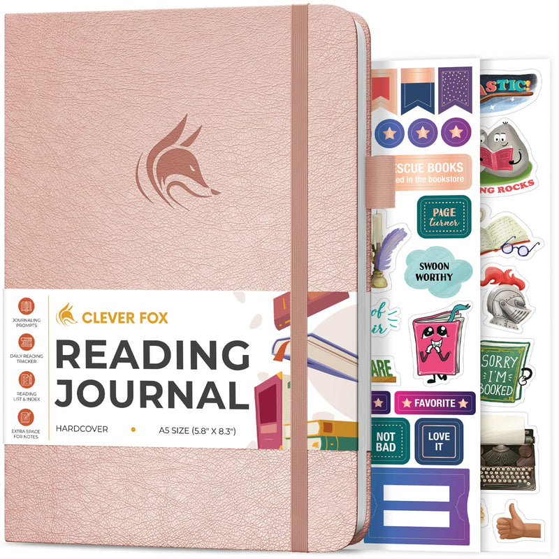 Clever Fox Reading Journal – Guided Book Review Log with Reading Tracker – Gift Book Accessories for Reading Lover – Book Tracking Journal for Kids & Adults – A5 Size, 14.6x21.3cm (Rose Gold)