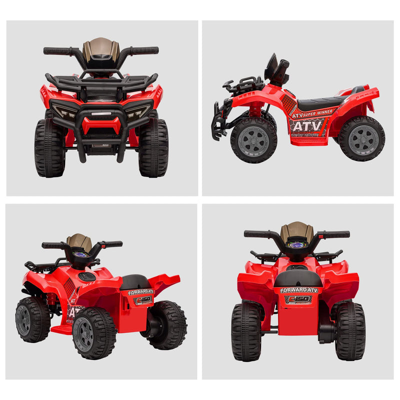 HOMCOM 6V Kids Electric Ride on Car Toddlers Quad Bike ATV Toy With Music for 18-36 months Red