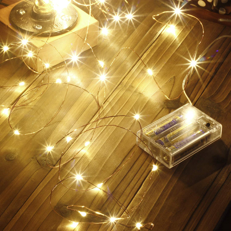 Makion Led String Lights 100 LEDs Decorative Fairy Battery Powered String Lights, Copper Wire Light for Bedroom,Wedding(33ft/10m Warm White) - Gift Guide