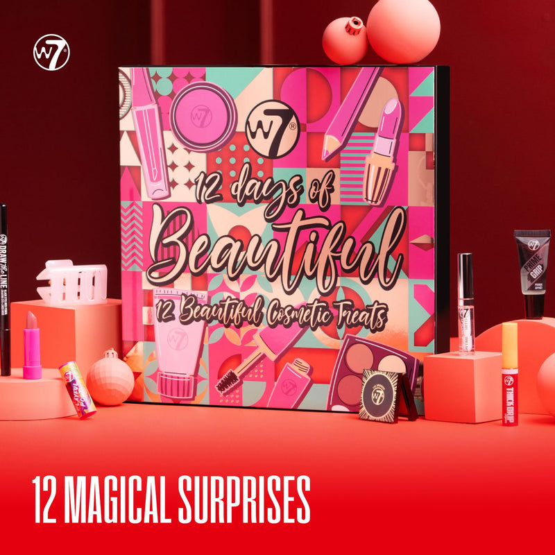 W7 12 Days of Beautiful Advent Calendar 2024-12 Individually Boxed Makeup & Cosmetic Surprises - Cruelty Free, Perfect Christmas Stocking Filler - Gift Guide