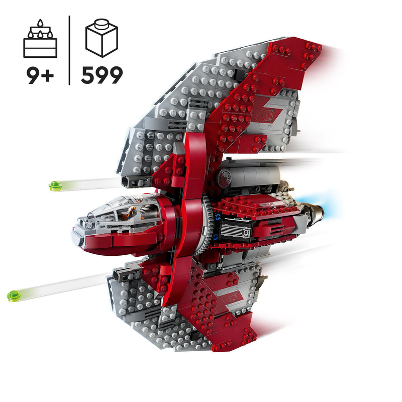 LEGO Star Wars Ahsoka Tano's T-6 Jedi Shuttle Set, Buildable Toy Starship for 9 Plus Year Old Boys & Girls, with 4 Minifigures incl. Sabine Wren and Marrok with Lightsabers, Ahsoka Series Gift 75362