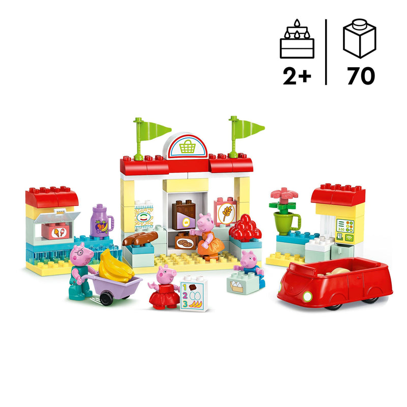 LEGO DUPLO Peppa Pig Supermarket, Shop Toy with Car and 4 Figures Incl. Mummy, Daddy and George, Early Development Activity, Toddler Learning Toys for 2 Plus Year Old Girls & Boys, Gift Idea 10434