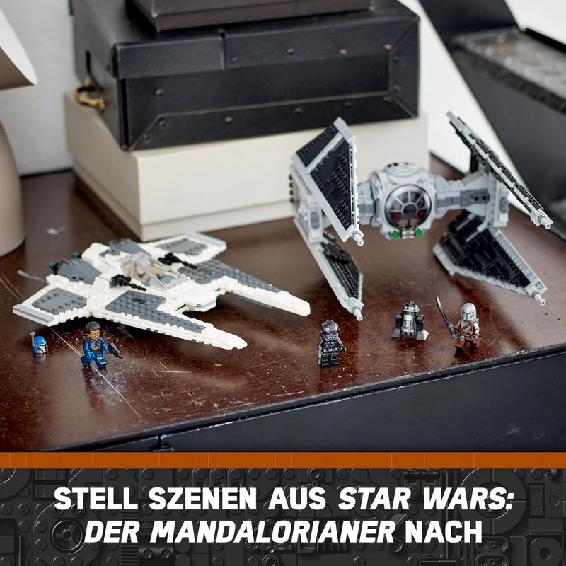 LEGO Star Wars Mandalorian Fang Fighter vs. TIE Interceptor Building Toy Set for 9 Plus Year Old Boys and Girls, with 3 Minifigures, Droid Figure and Darksaber, Collectible Kids' Gift Idea 75348