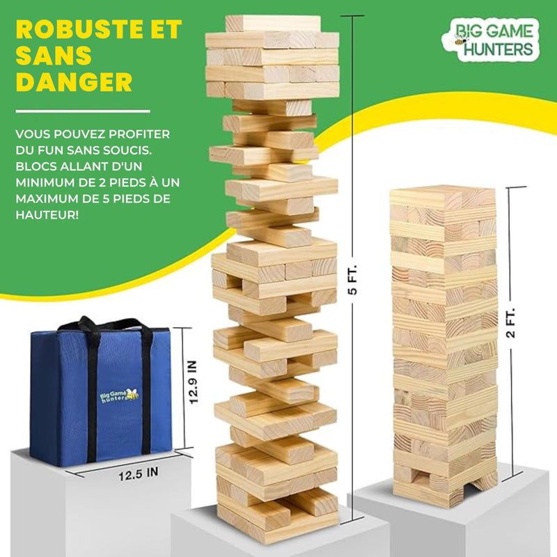 Big Game Hunters Jumbo Hi-Tower in a Bag, Builds from 0.6 Metres up to 1.5 Metres High in Play, Garden Games Large Outdoor Tumble Tower