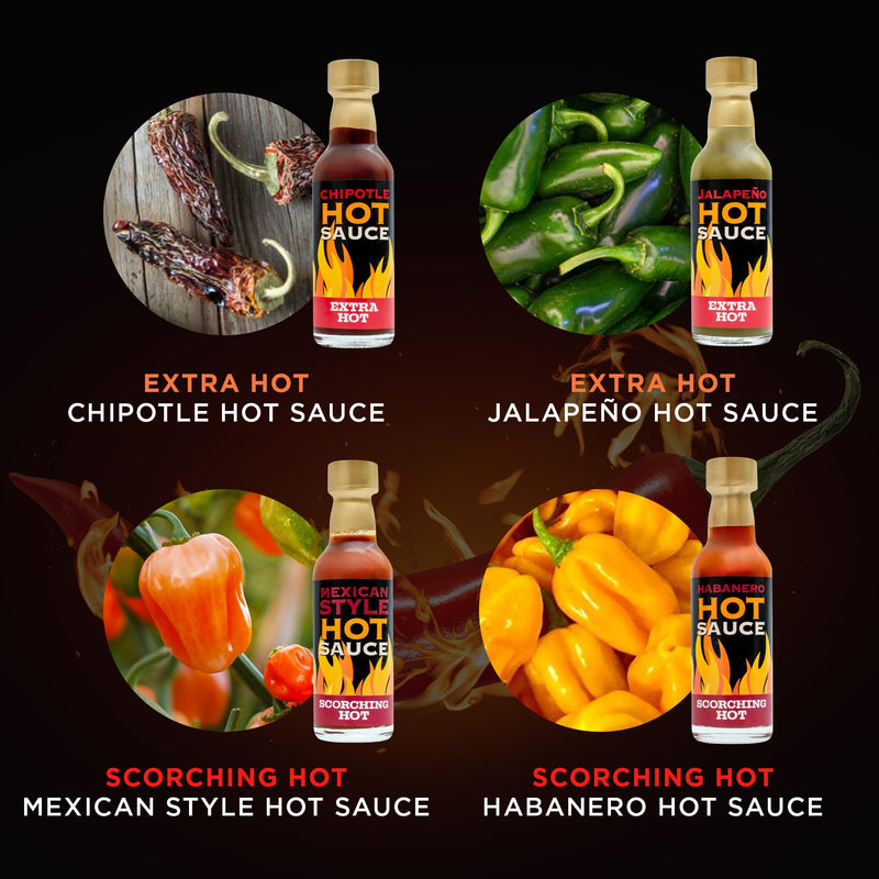 Hot Sauce Gift Set - Chilli Sauce Selection 8 Pack Including Sriracha, Tabasco, Naga and More Spicy Challenge Food Gifts for Men, Unique Mens Gift Set, Boyfriend, Dad Gifts for Birthday, Fathers Day - Gift Guide