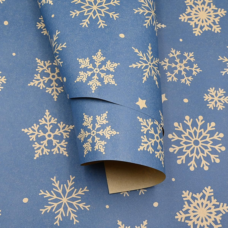 43cm *15m Christmas Snowflakes Wrapping Paper Roll,Topeedy Blue Recycle Gift Wrapping Paper,Suitable for Birthday,Christmas,Wedding,Festival Gift Decorations-snowflake - Gift Guide