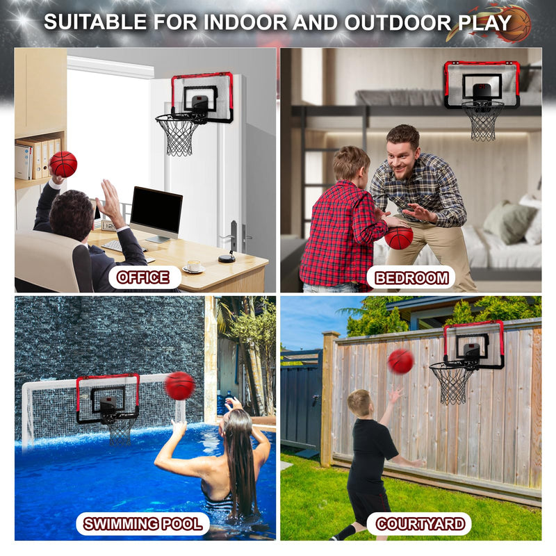 YIMORE Basketball Hoop for Kids Automatic Scoring Indoor Basketball Hoop, Mini Basketball Hoop Wall Mounted with 3 Balls Toy for Girls Boys Age 5 6 7 8 9 10 (red)