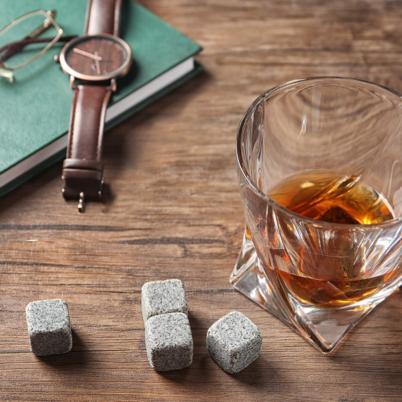 Whiskey Stones Gift Set - 9PC Whiskey Stones in Luxury Wooden Gift Box - Gifts for Men - Keep Bourbon Whiskey Scotch Whiskey Chilled - Perfect for Christmas Stocking Filler Birthday - By TRIXES