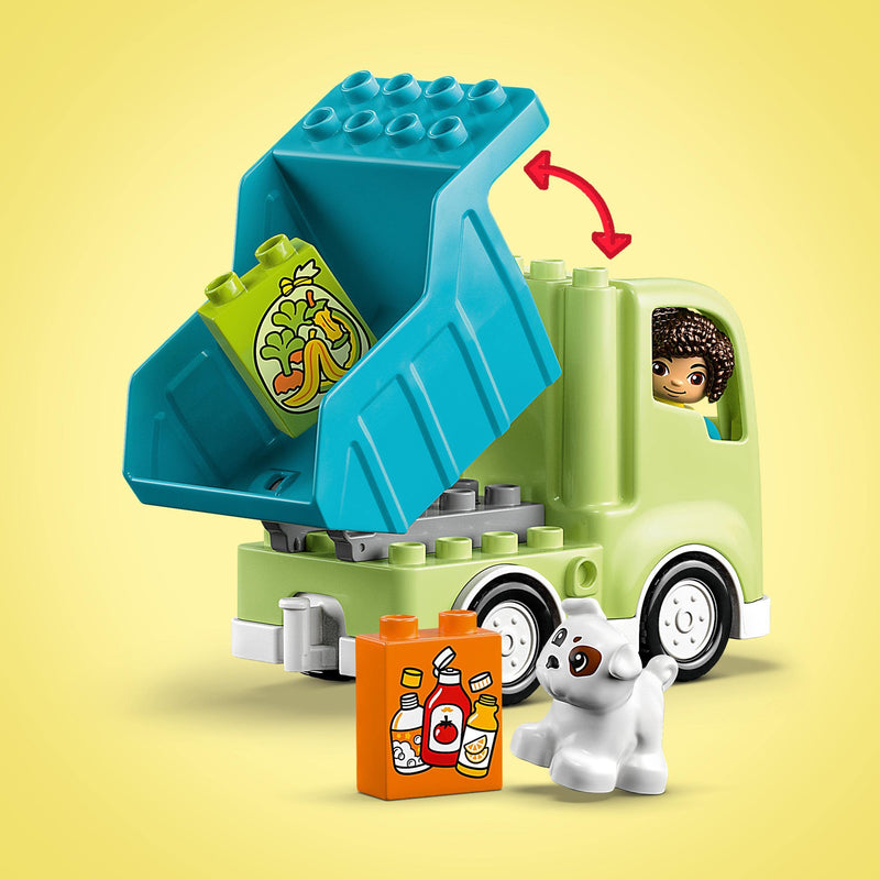 LEGO DUPLO Town Recycling Truck Bin Lorry Toy, Learning and Colour Sorting Toys for 2+ Year old Toddlers and Kids, Develop Fine Motor Skills Set 10987