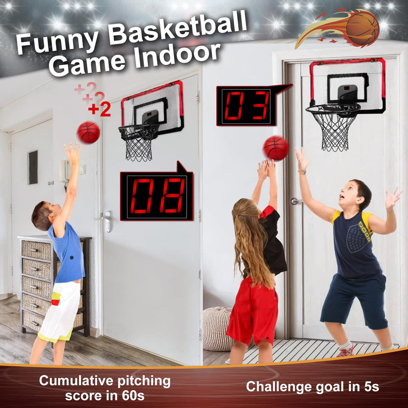 YIMORE Basketball Hoop for Kids Automatic Scoring Indoor Basketball Hoop, Mini Basketball Hoop Wall Mounted with 3 Balls Toy for Girls Boys Age 5 6 7 8 9 10 (red)