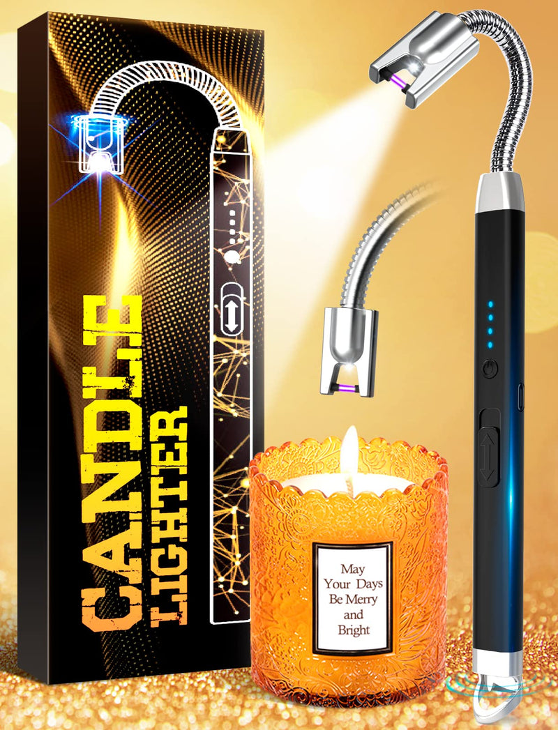 Electric Candle Lighter Gifts for Women, USB C Long Lighter with LED Flashlight Rechargeable Plasma Arc Lighter Long Reach, Wife Sister Ladies Gifts Xmas Presents Christmas Stocking Fillers Women - Gift Guide