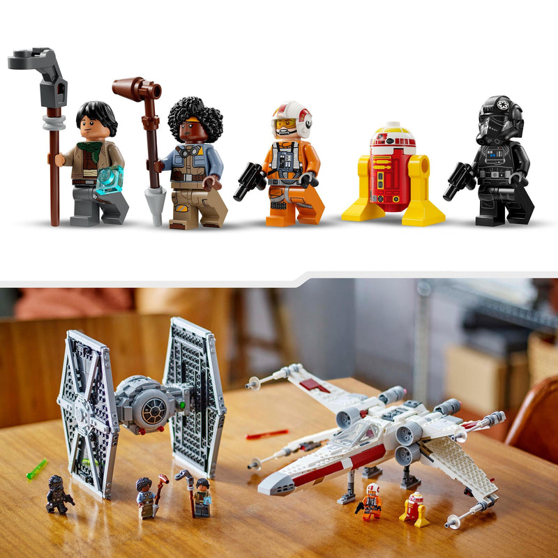 LEGO Star Wars TIE Fighter & X-Wing Mash-up Set, Starfighter Building Toy 9 Plus Year Old for Kids, Vehicles with 4 Minifigures and a Droid Figure, Creative Gift for Boys, Girls and Fans 75393