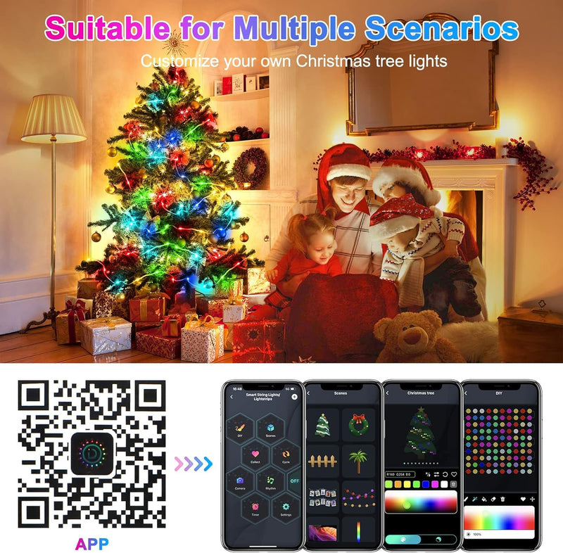 Oreunik Smart App Control Lights,33FT 100LED RGB Fairy Lights for Bedroom,DIY Color&Music Sync String Lights for Bedroom Hanging Fairy Lights,Party,Wedding,Birthday,Christmas Decoration - Gift Guide