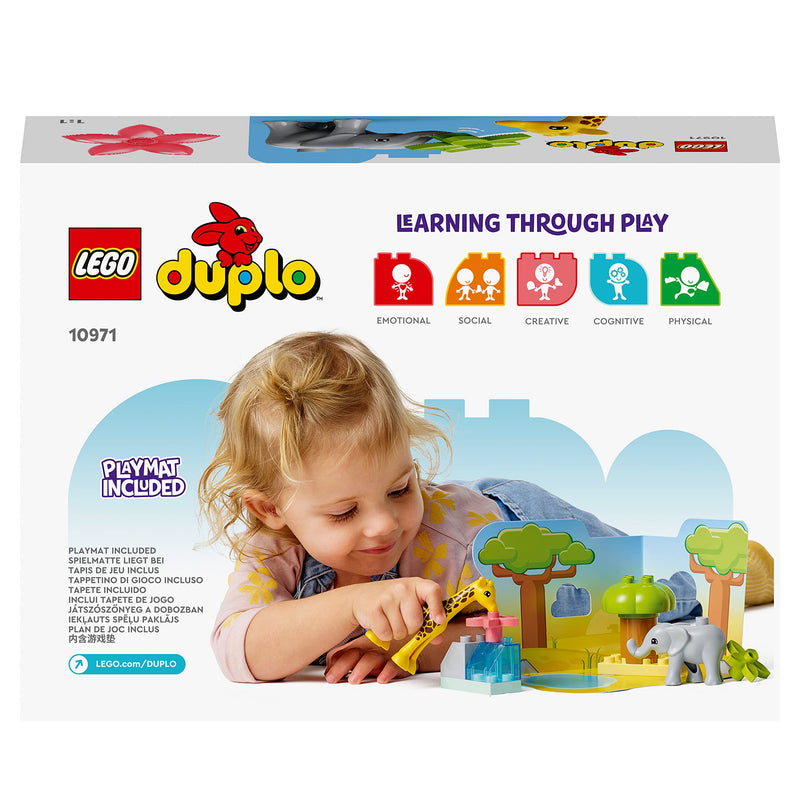 LEGO DUPLO Wild Animals of Africa, Animal Toys for Toddlers, Girls & Boys Aged 2 Plus Years old, Learning Toy with Baby Elephant & Giraffe Figures 10971