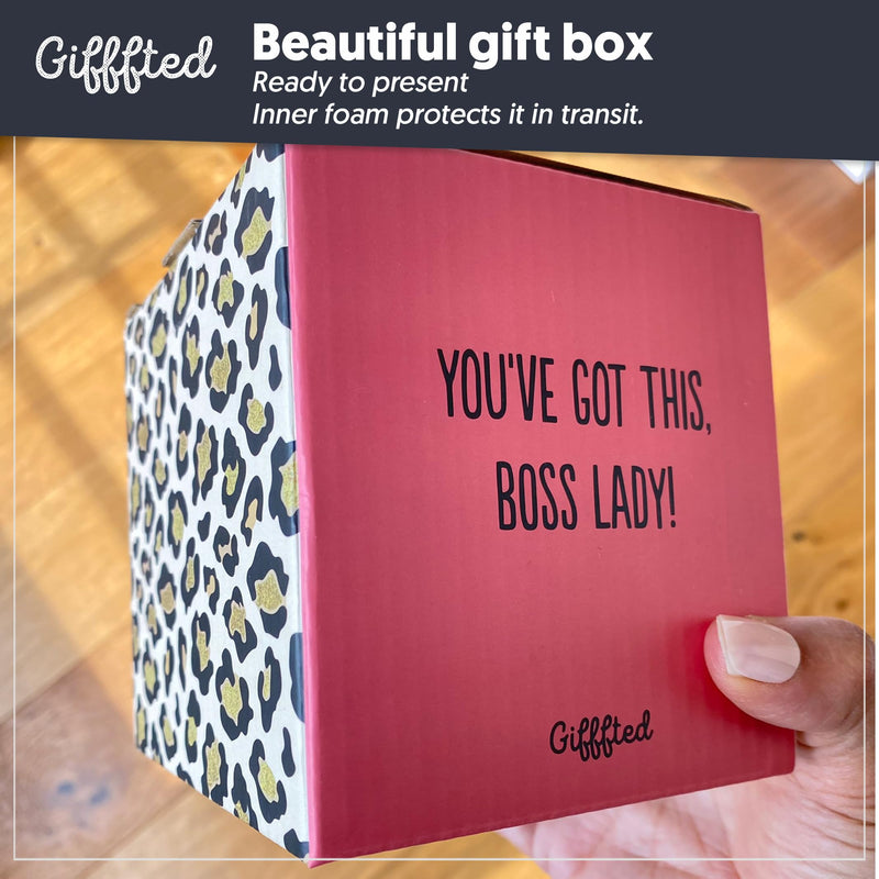 Triple Gifffted Boss Lady Gifts for Women, Valentines Day, Her Birthday, Christmas, Mothers Day Presents, Coffee Mug Cup Gift for Sister, Mom, Boss, Girlfriend