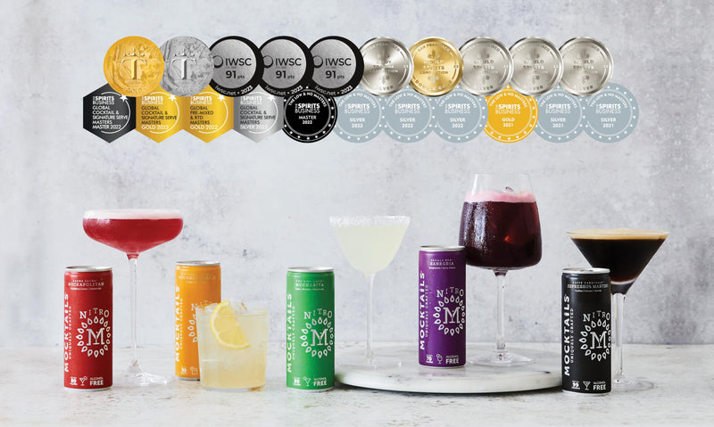 Uniquely crafted, non-alcoholic cocktails. Pack of x4 Espresso Martini, x2 Margarita, x2 Moscow Mule, x2 Cosmo and x2 Sangria. Naturally sourced, nitro charged, ready-to-drink mocktail | 12 x 200ml