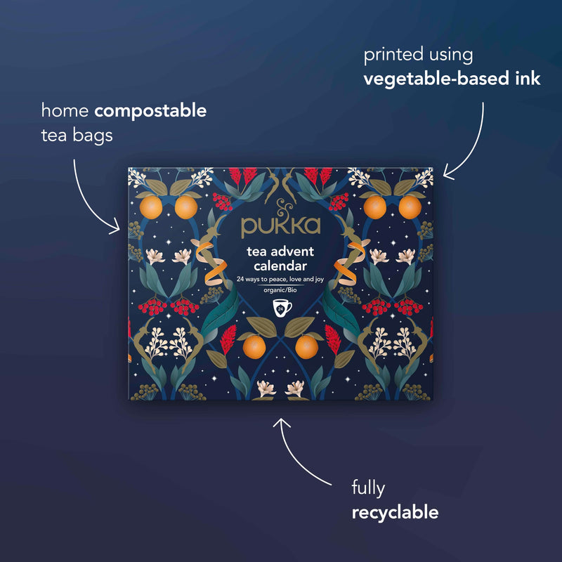 Pukka Herbs | Advent Calendar 2024 Organic Tea Selection | Ideal Secret Santa Christmas Gifts Idea For Women & Men | Perfect For Tea Enthusiasts | 24 Delightful Black/Green/Herbal Infusion Tea Bags - Gift Guide