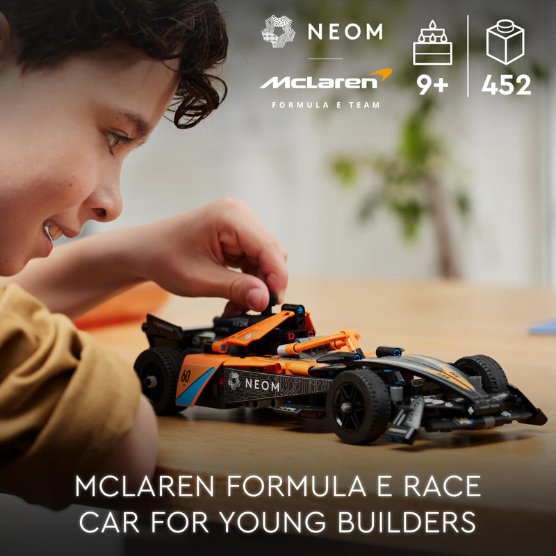 LEGO Technic NEOM McLaren Formula E Race Car Toy for 9 Plus year Old Kids, Boys & Girls, Model Pull-Back Vehicle Building Set, Kids' Bedroom Decoration, Birthday Gift Idea 42169