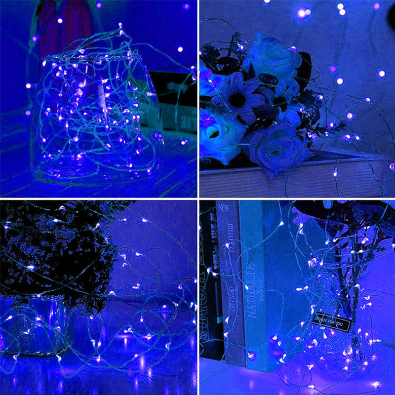 Jsdoin Fairy Lights, 2 PCS 50 LED Battery Operated String Lights Copper Wire Light for Indoor Outdoor Lighting, Bedroom, Wedding Decor, Party, Christmas, Tree Decoration(5M/16ft，Blue) - Gift Guide