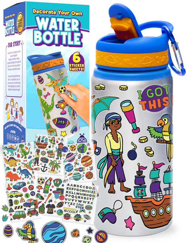 PURPLE LADYBUG Decorate Your Own Water Bottle Craft Kits for Kids - Cool 6 Year Old Boy Gifts Ideas, Birthday Presents for Kids 6-12, Fun 7 Year Old Boy Gifts, Kids Water Bottles, & Crafts for Boys - Gift Guide