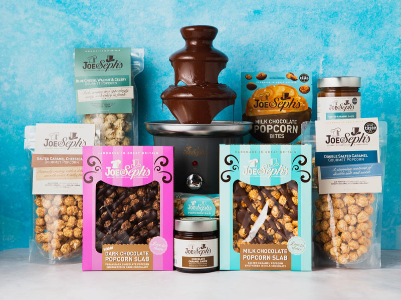 Joe & Seph's Popcorn Pamper Gift Box (1 unit)| gourmet popcorn, Chocolate Popcorn Bites and Caramel Sauce | Vegetarian Friendly | Gluten Free | for Her | Valentines